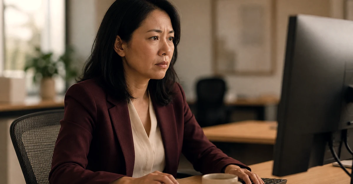 Eine Führungskraft sitzt morgens am Schreibtisch und schaut auf einen Kalendereintrag: Nach der Umstrukturierung im Unternehmen ahnt sie, dass ihre beste Teamleiterin gehen könnte