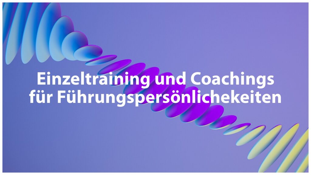 Einzeltraining und Coachings für Führungspersönlichekeiten​