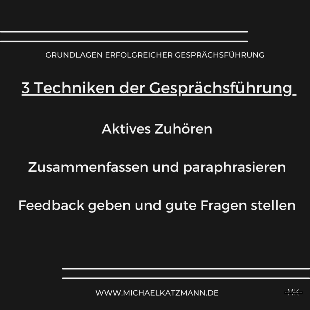 Grundlagen erfolgreicher Gesprächsführung_Gesprächstechnik aktives Zuhören_ 3Techniken der Gesprächsführung